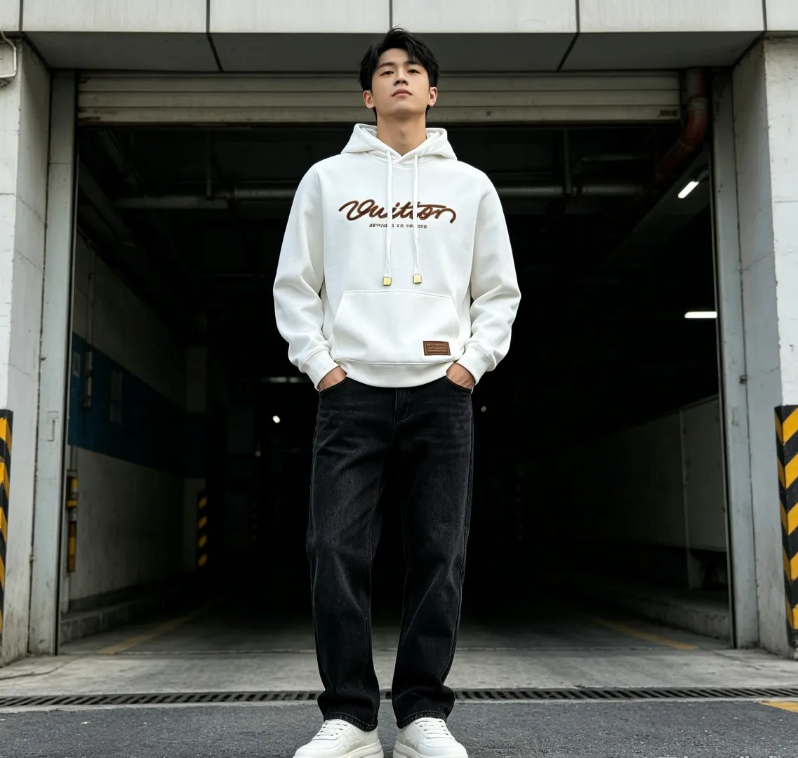 Louis Vuitton Signature Letter Pattern Printed Hooded Sweatshirt